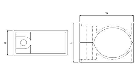 Ellis Patents 1G-20N Cable Cleat - 58-65mm Dimension Illustration